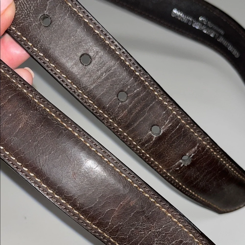 Dickies Dark Brown Leather Lined Belt w/Silver Buckle size 36”
